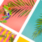 Bright tropical postcards on a white background by Jack & Orla