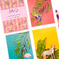 Bright tropical postcards on a white background by Jack & Orla