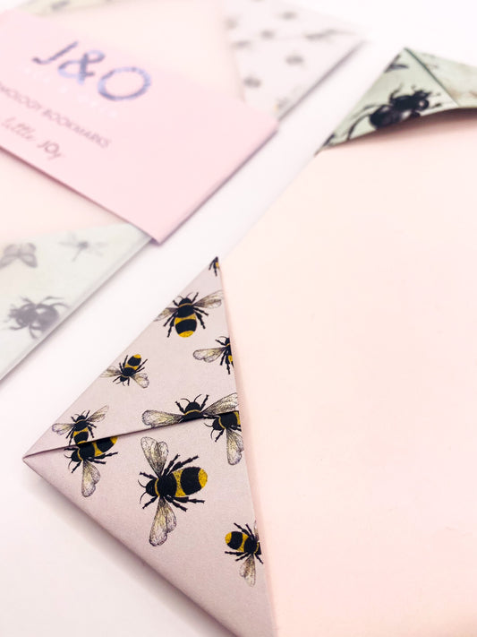 Close up of an origami insect bookmark