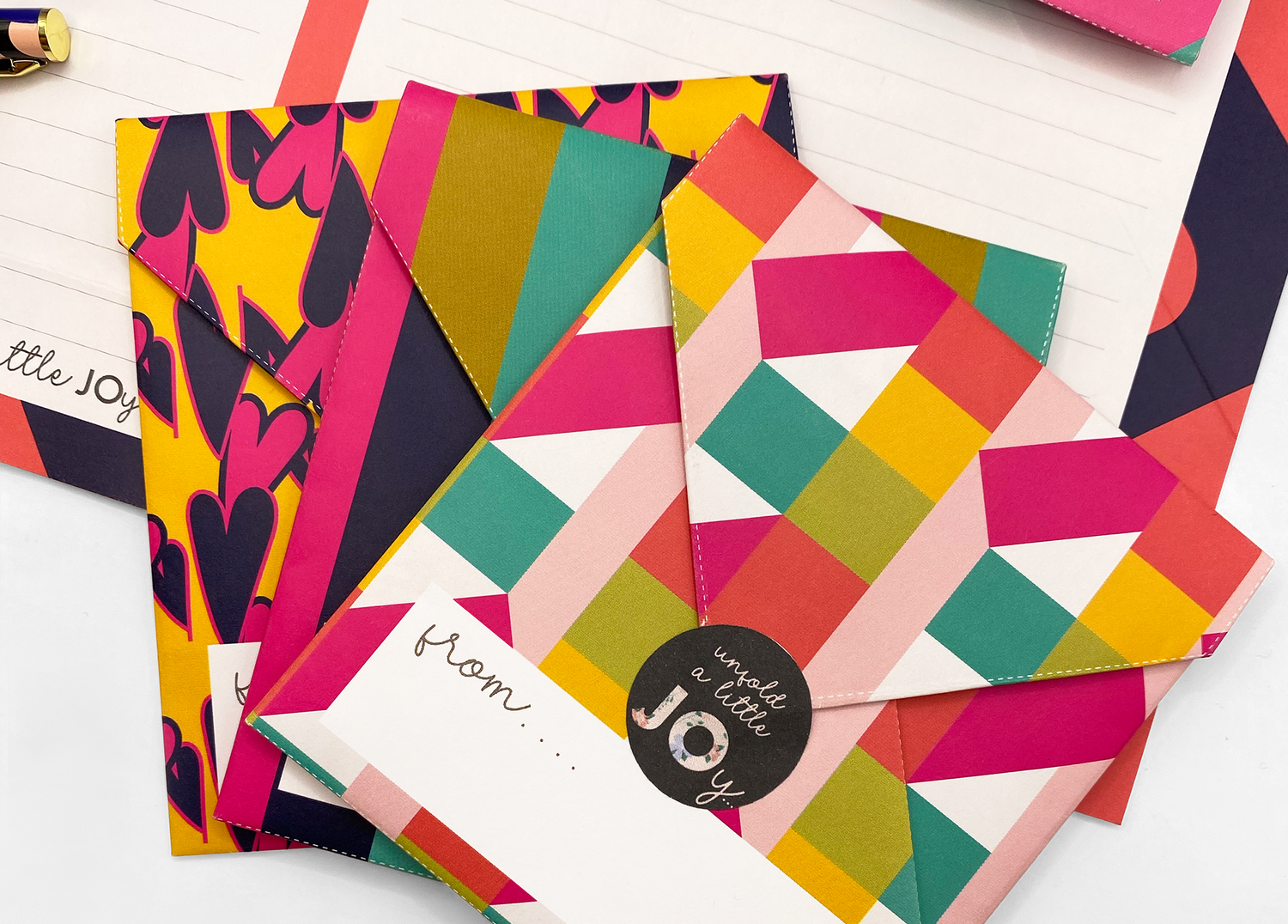 Geometric origami notelet stationery sets