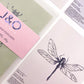 Close-up of insect entomology postcards by Jack & Orla