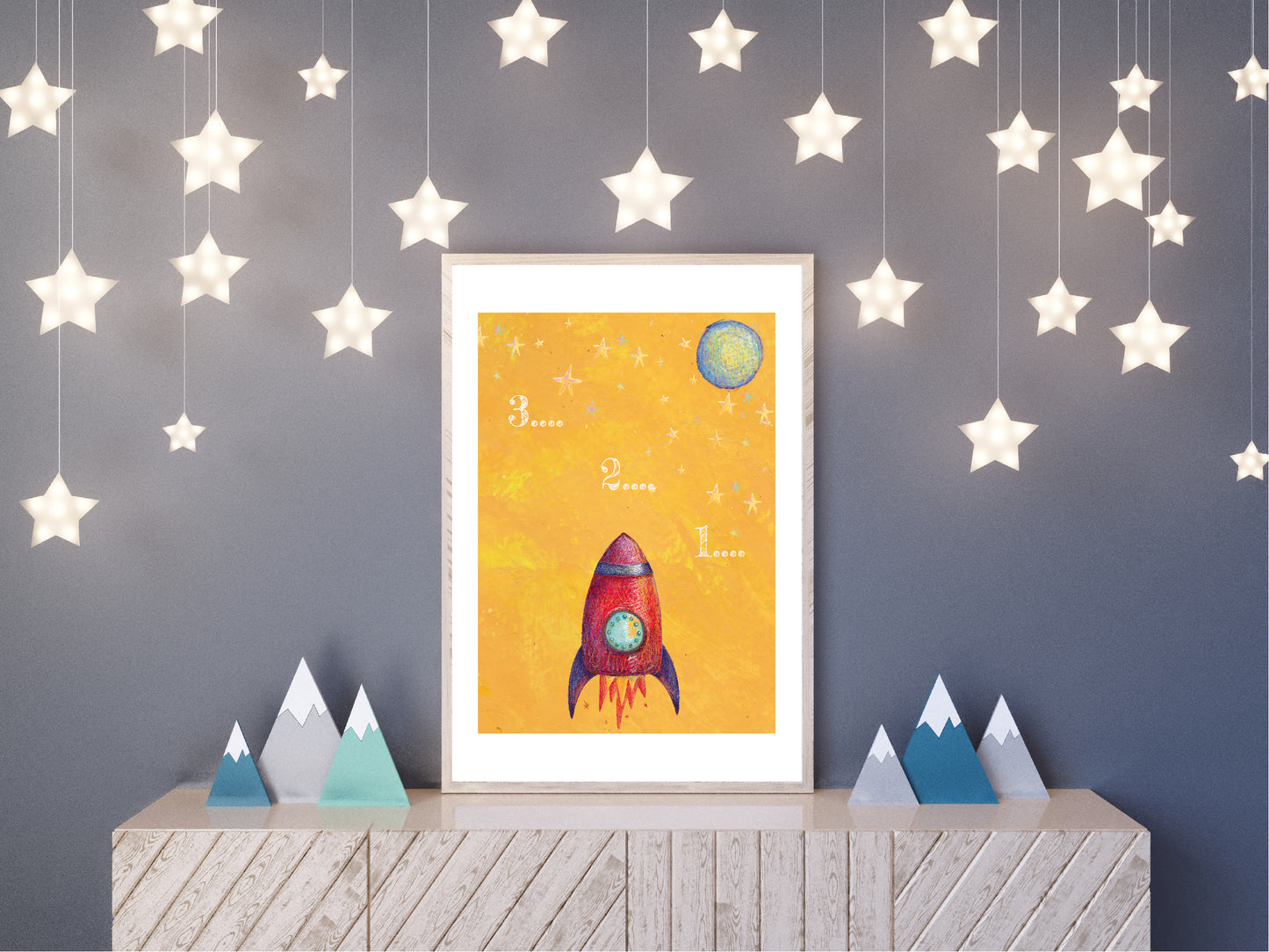 Blast off space print