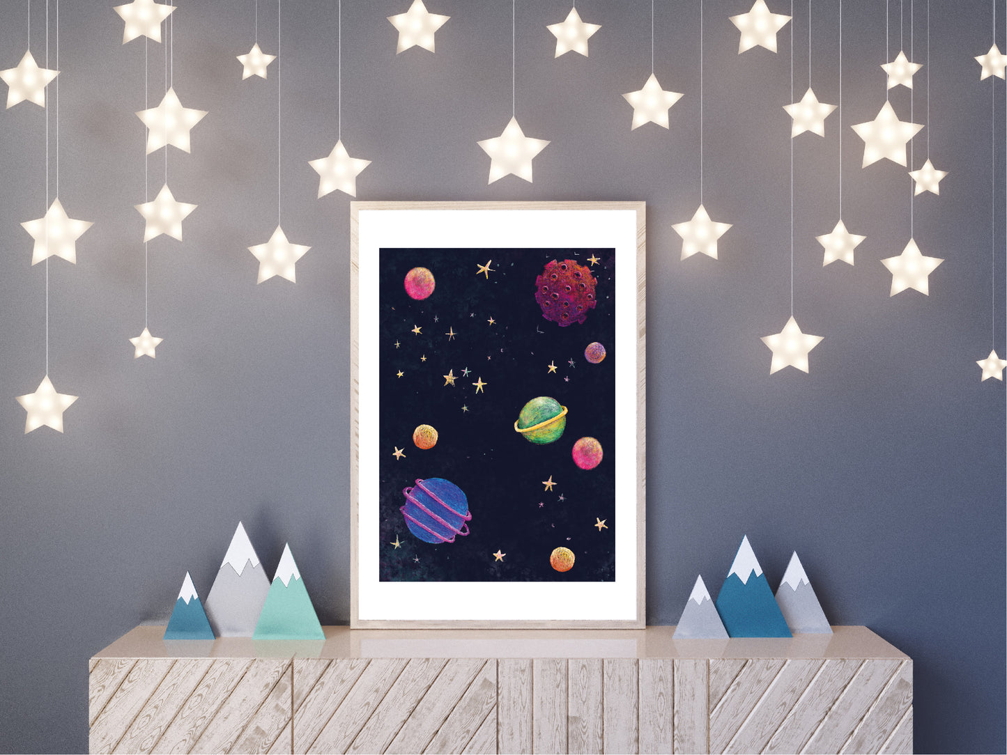 Blast off space print