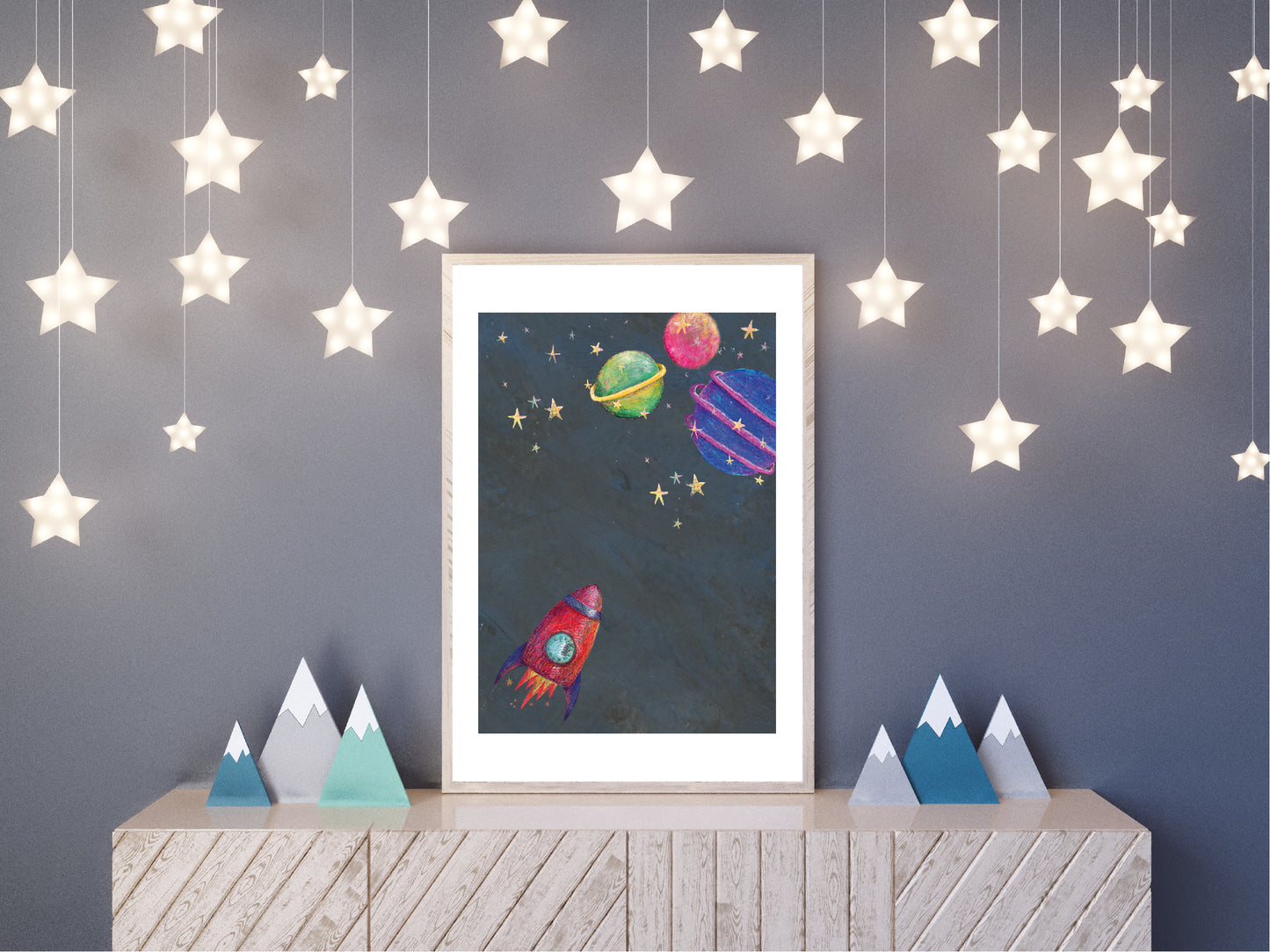 Blast off space print