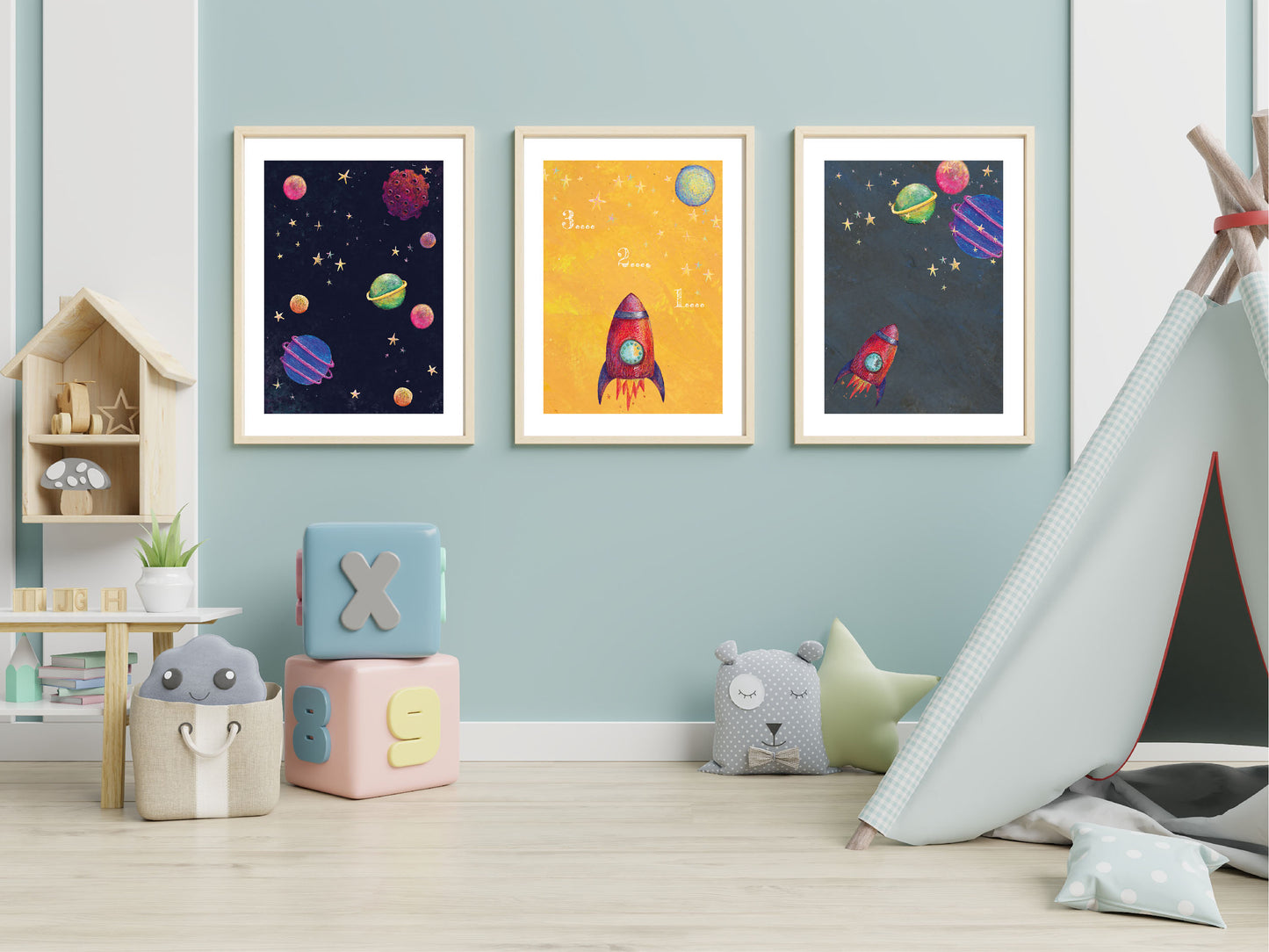 Blast off space print