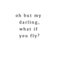 A monochrome typography art print with the words 'Oh but my darling, what if you fly?' by Jack & Orla