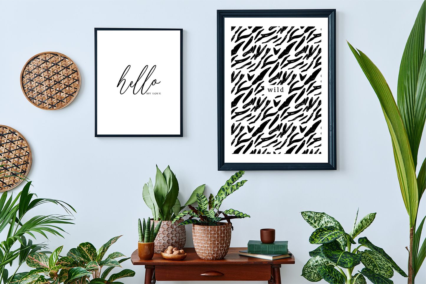 2 framed monochrome art prints by Jack & Orla