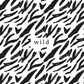 A monochrome typography art print with the word 'wild' and a zebra print background by Jack & Orla