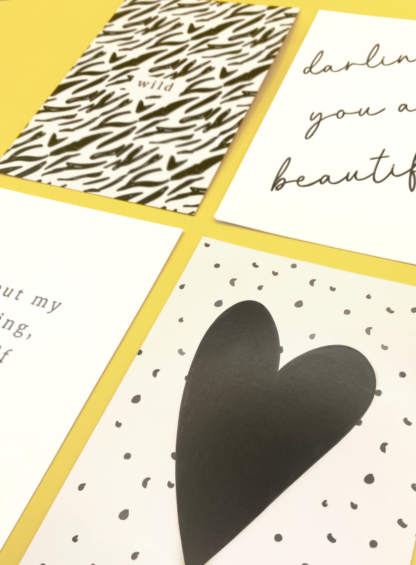 Monochrome typography postcards (set of 4)