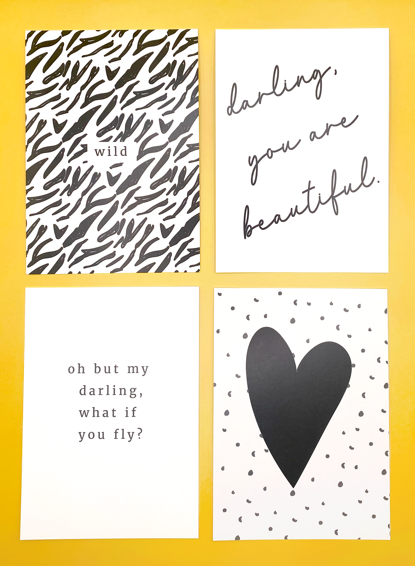 Monochrome typography postcards (set of 4)