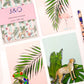 Close-up of pastel tropics postcards by Jack & Orla