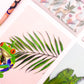 Close-up of pastel tropics postcards by Jack & Orla