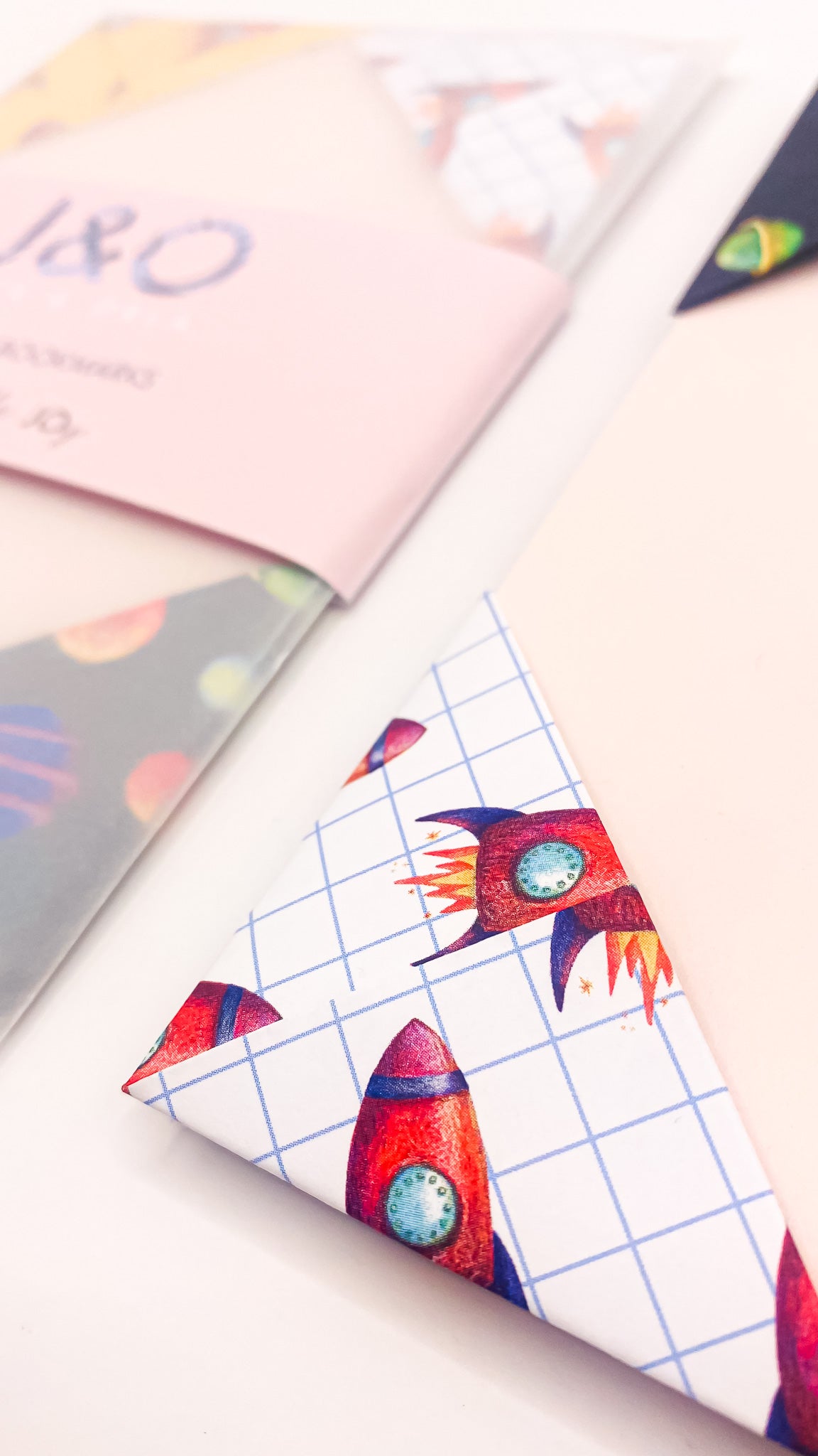 Blast off space origami bookmarks (set of 4)