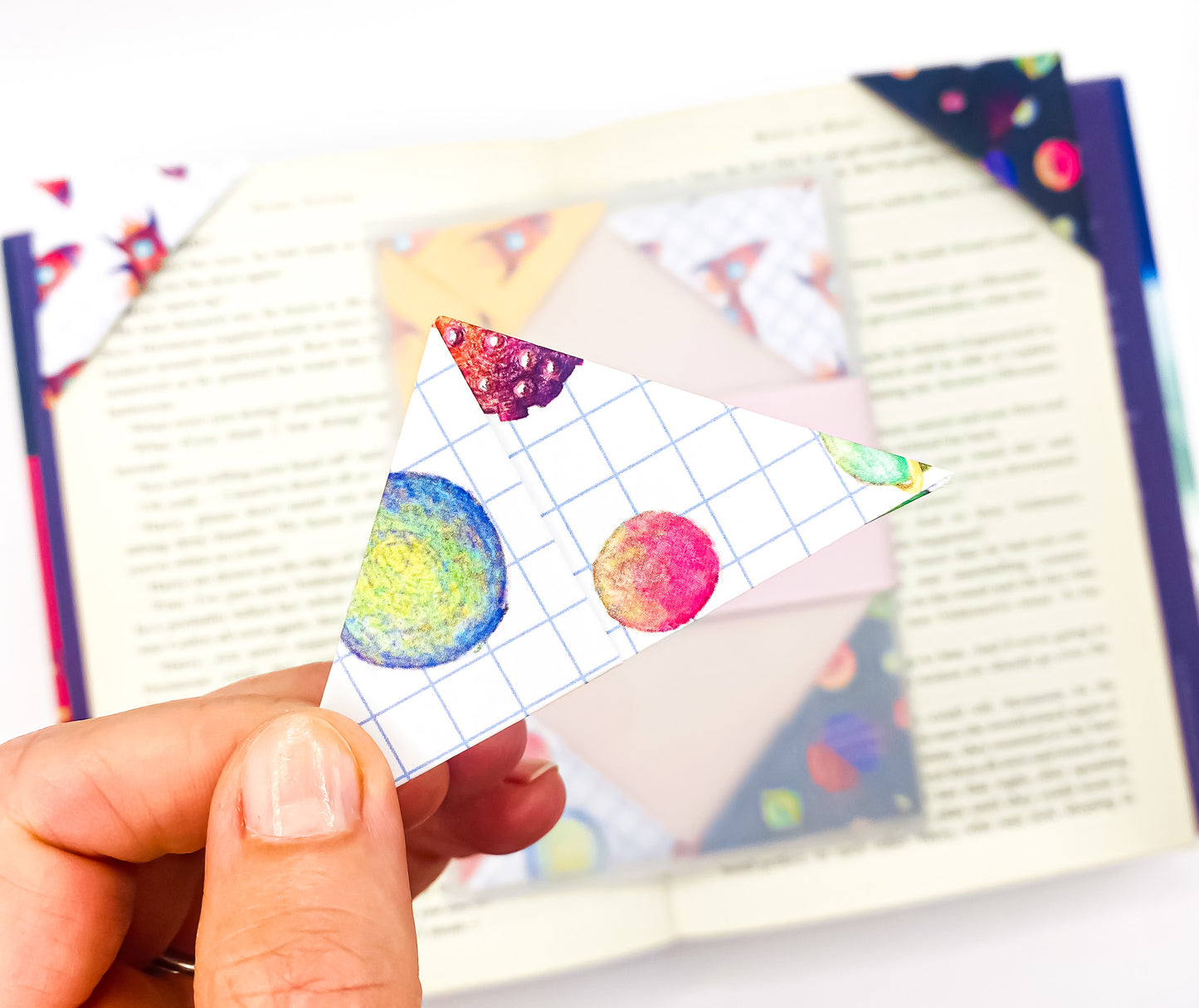 Blast off space origami bookmarks (set of 4)