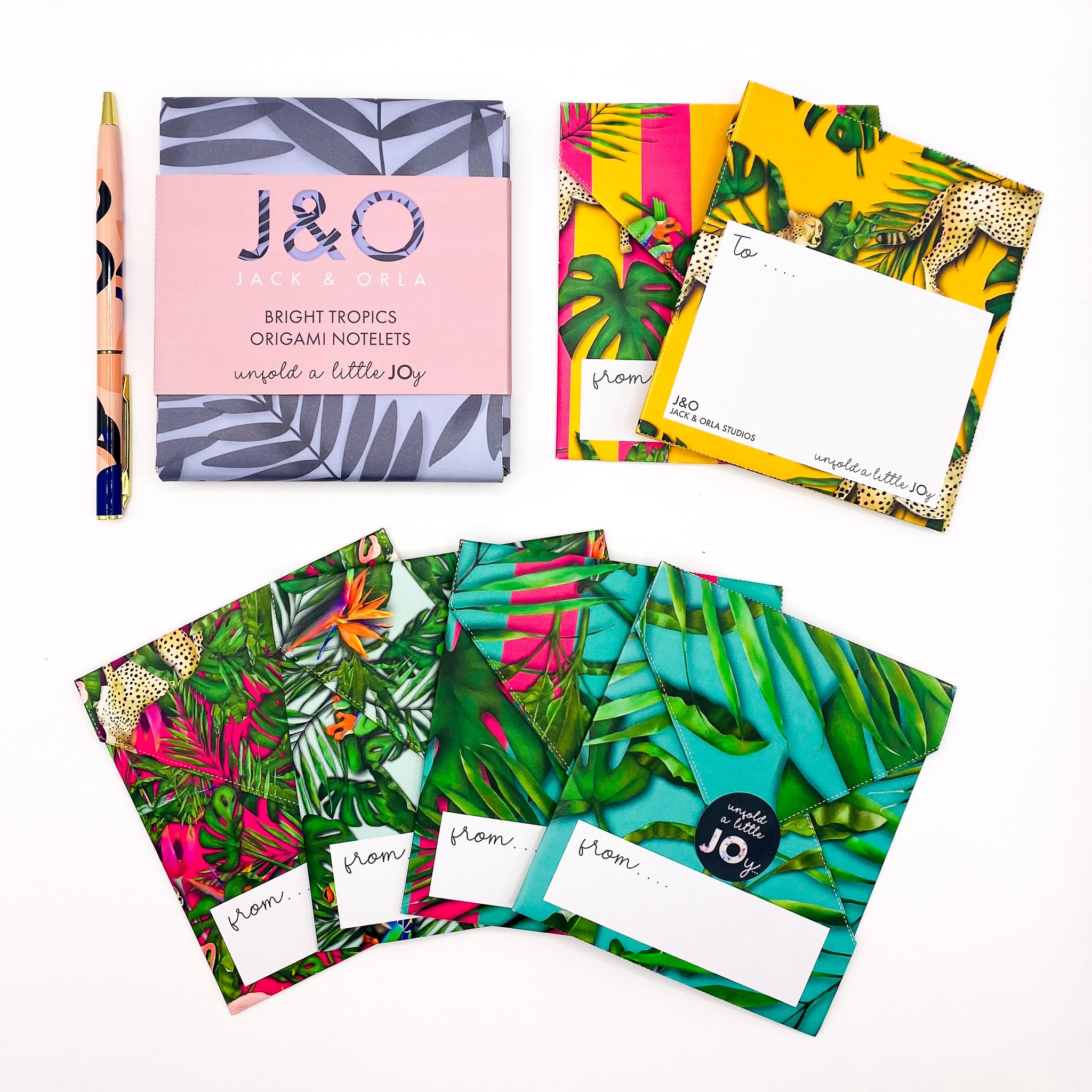 Two Way Notelets Bright tropics origami notelets (set of 6) – Jack and Orla