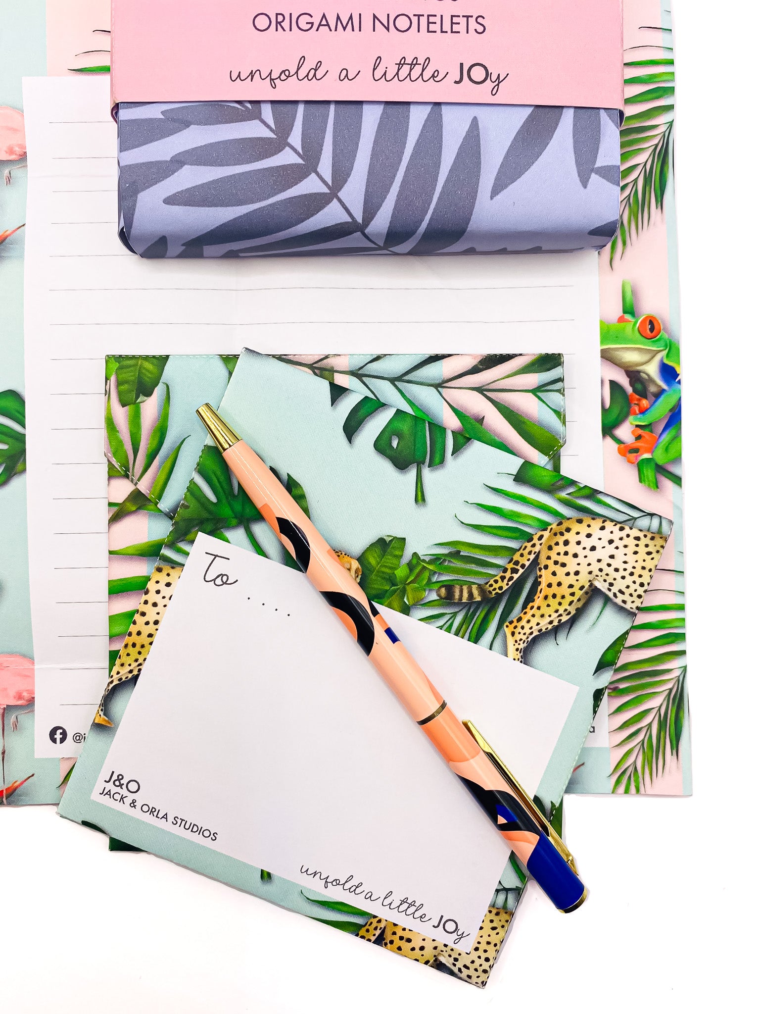 Two Way Notelets Pastel tropics origami notelets (set of 6) – Jack and Orla