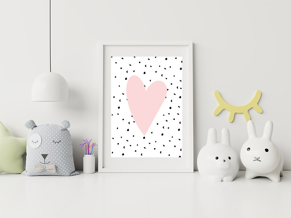 Dotty heart nursery print