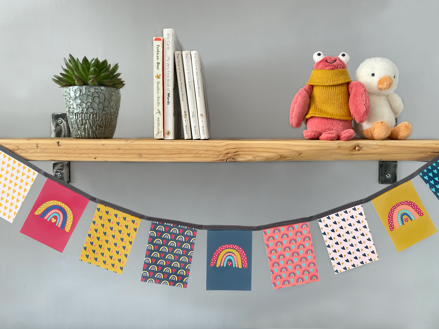 Bright rainbow paper bunting set